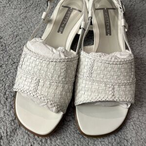 Trotter White Woven Slingback Sandals